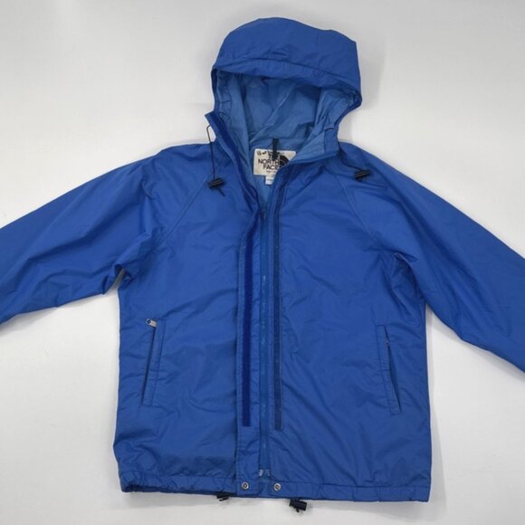 Vintage 70s North Face Jacket Womens Large Blue GoreTex Hooded Rain Windbreaker - Picture 1 of 16